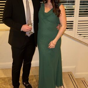 Azazie Rylina Dark Green Maxi Dress Chiffon